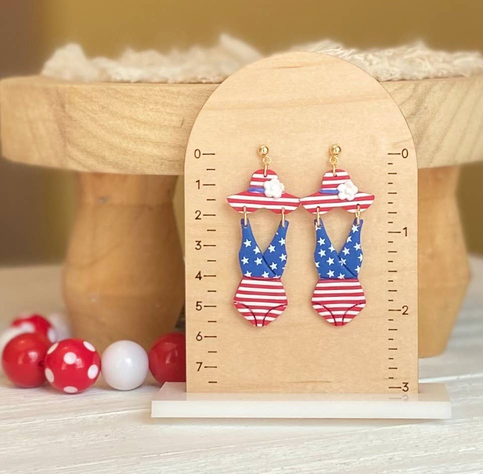 Red, White & Blue Clay Earrings: Star Studs