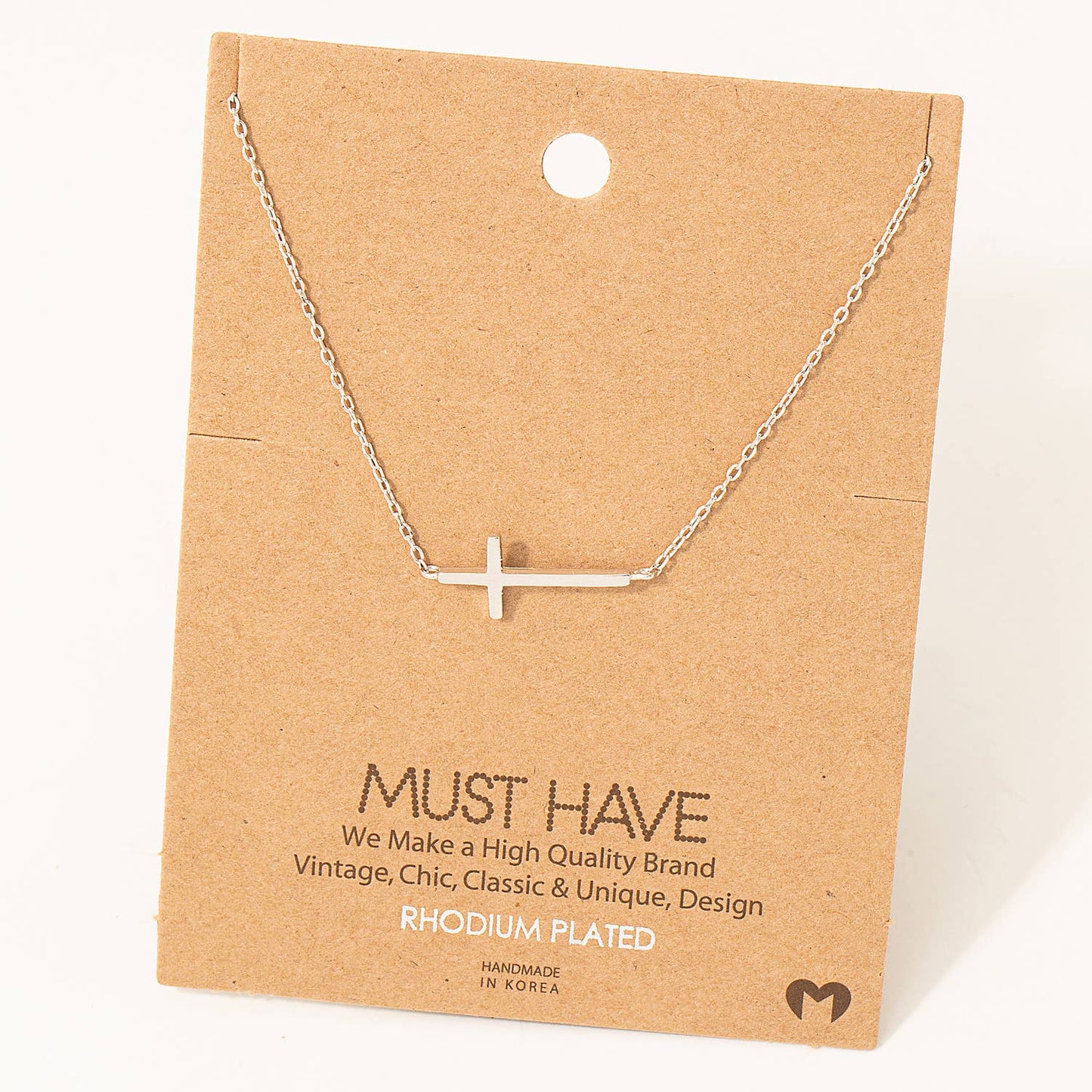 Side Cross Pendant Necklace: R