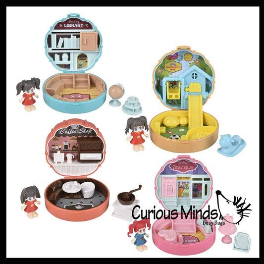1 Pocket Size Mini Doll Playset - Folding Compact Doll House