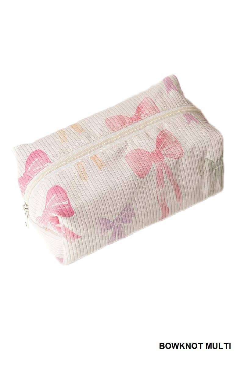 Trendy Pattern Design Cosmetic Makeup Pouch Bag: BOWKNOT CHERRY / 1 (ONE SIZE)