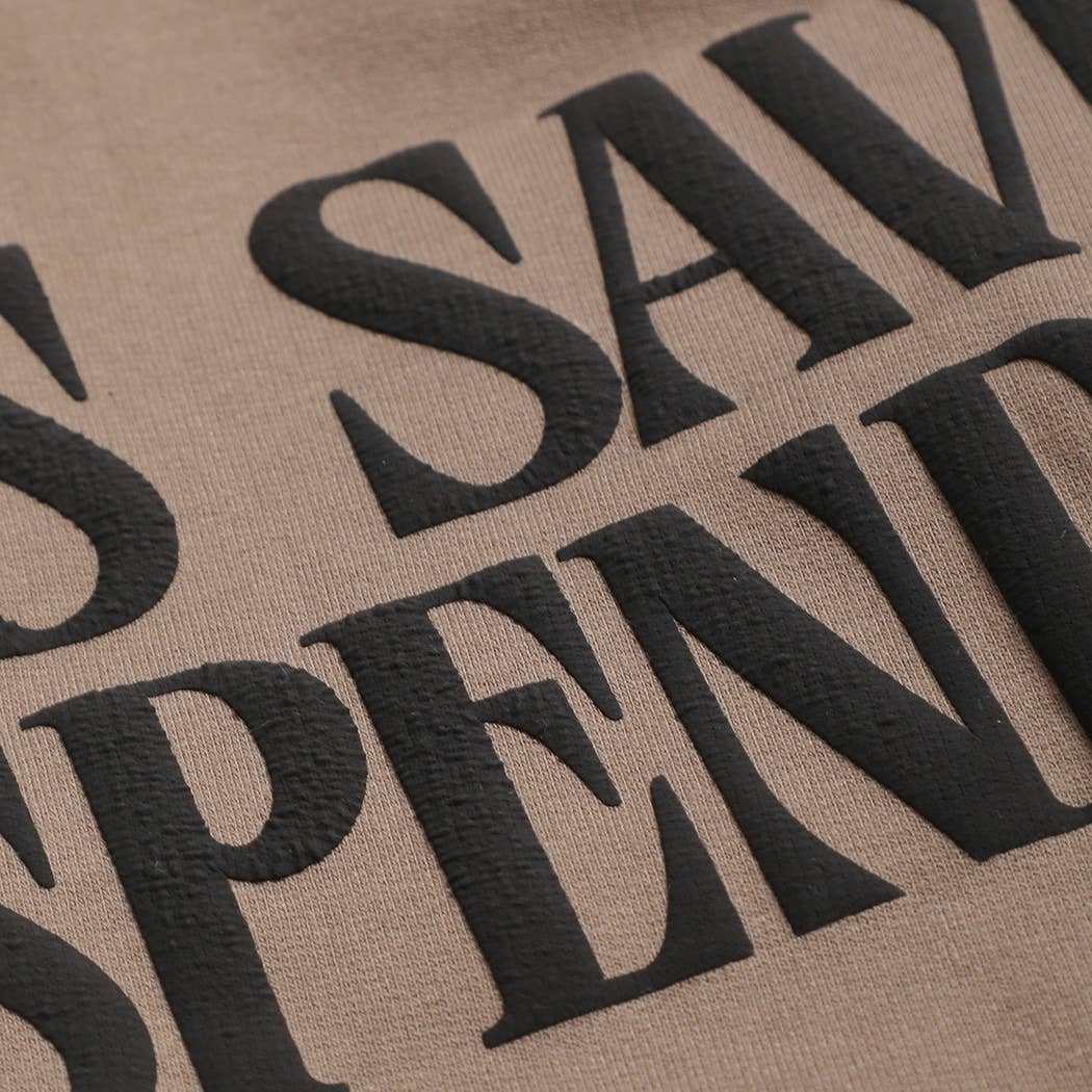 JESUS SAVES I SPEND PUFF MIDWEIGHT Sweatshirt: LIGHT PINK / S