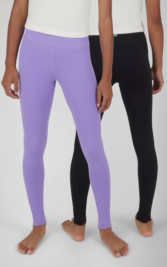 Girls Criss Cross and Everyday Leggings - 2 PACK: PAISLEY PURPLE/BLACK