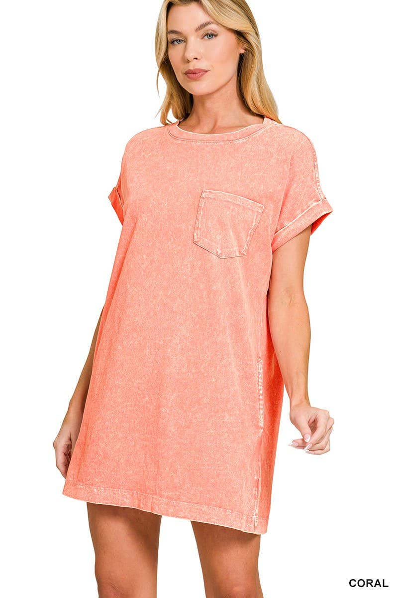 Halo Washed Premium Cotton T-shirts Dress: DEEP SKY / 2-2-2(S-M-L)