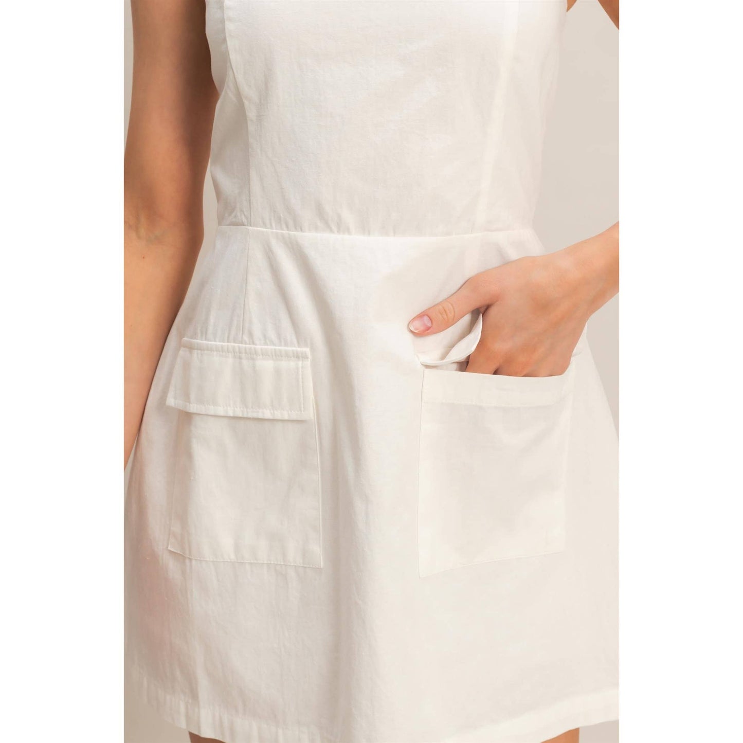 Square Neck Mini Dress: WHITE / S-M-L(2-2-2)