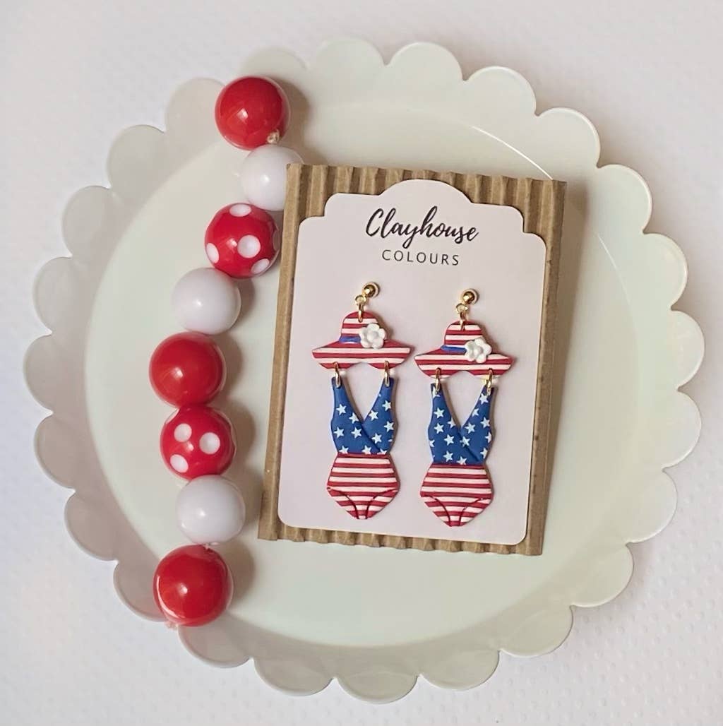 Red, White & Blue Clay Earrings: Star Studs