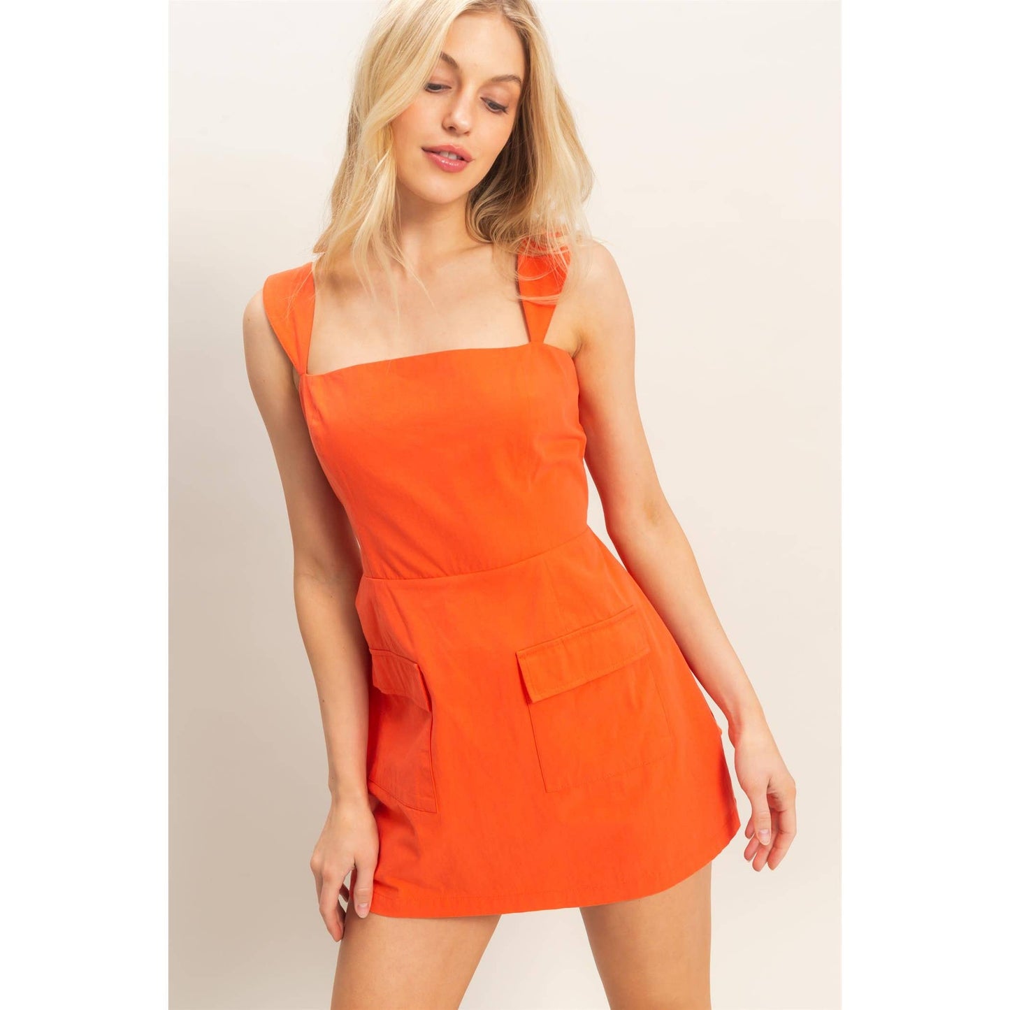Square Neck Mini Dress: WHITE / S-M-L(2-2-2)