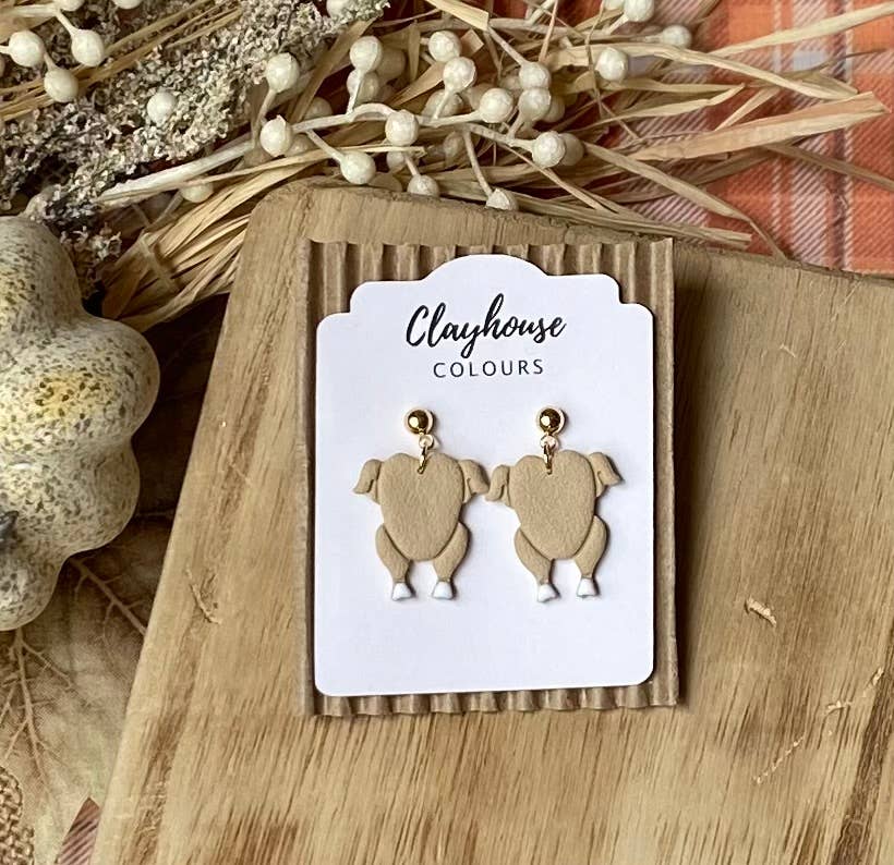 Thanksgiving Clay Earrings: Turkey Dangles
