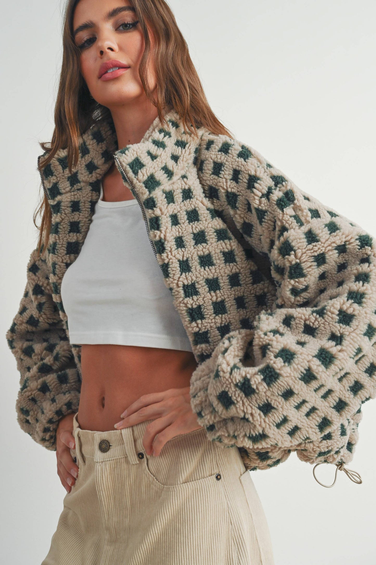 Fuzzy Sherpa Jacket - BMJ7254: TAUPE MULTI / L