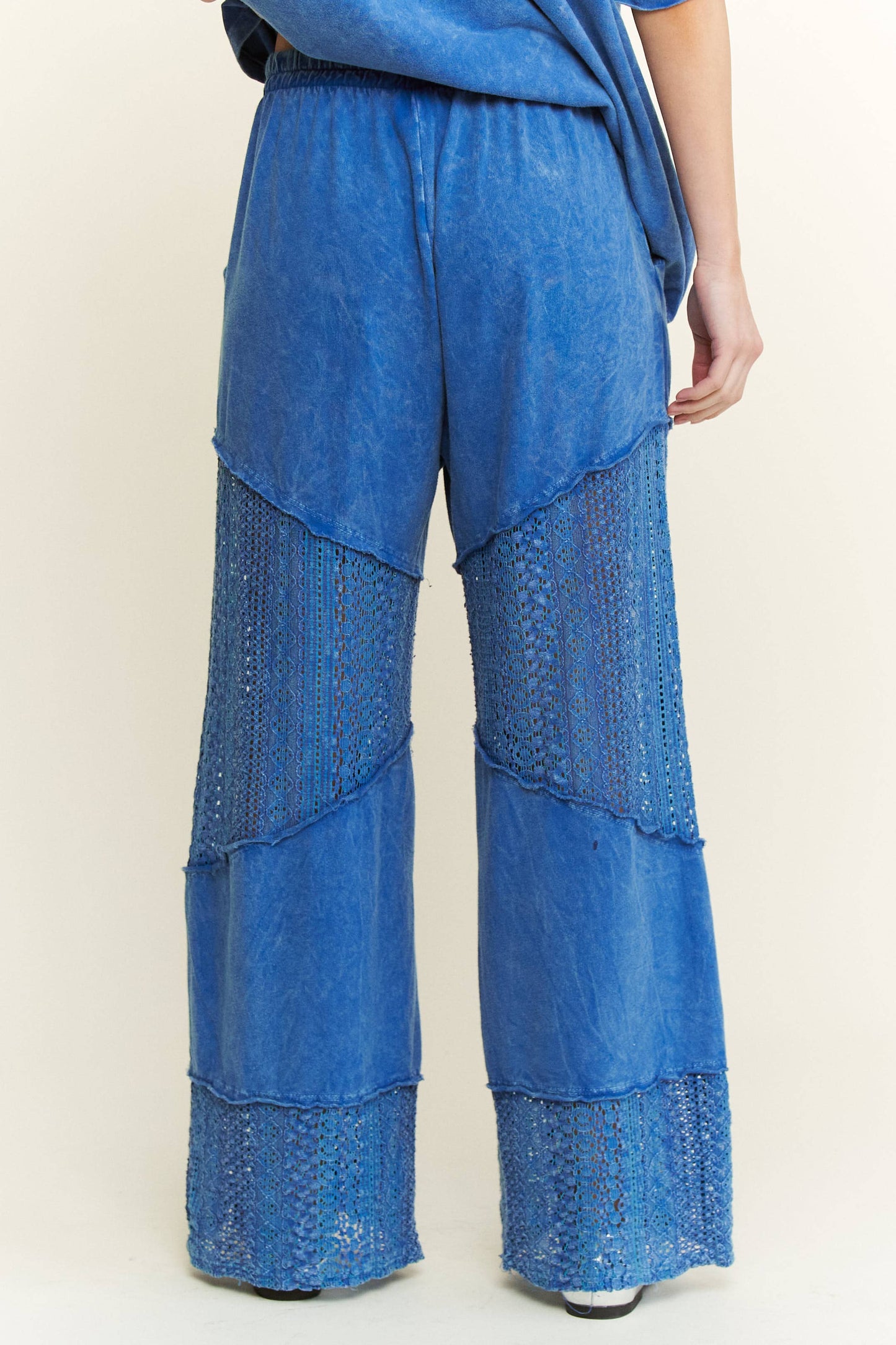 Mineral Washed Lace See through Breezy pants HP6335.: Silver Grey / S-M-L / 2-2-2