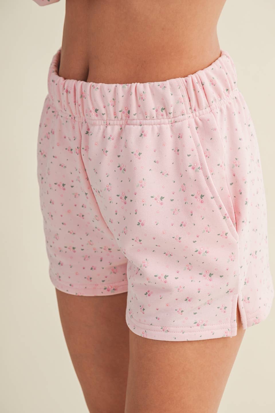 Ditsy Print Sweat Shorts: Pink Ditsy / M