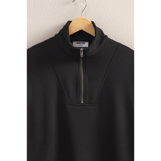 DZ25C571-Mock Neck Half Zip Up Sleeveless Top: BLACK / S-M-L(2-2-2)