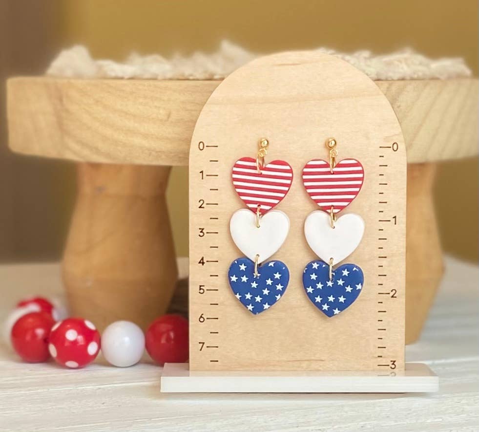 Red, White & Blue Clay Earrings: Star Studs