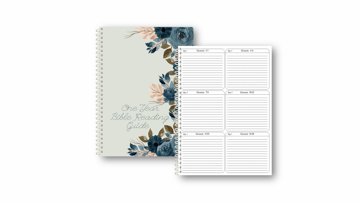 One Year Bible Reading Guide- Blue Floral