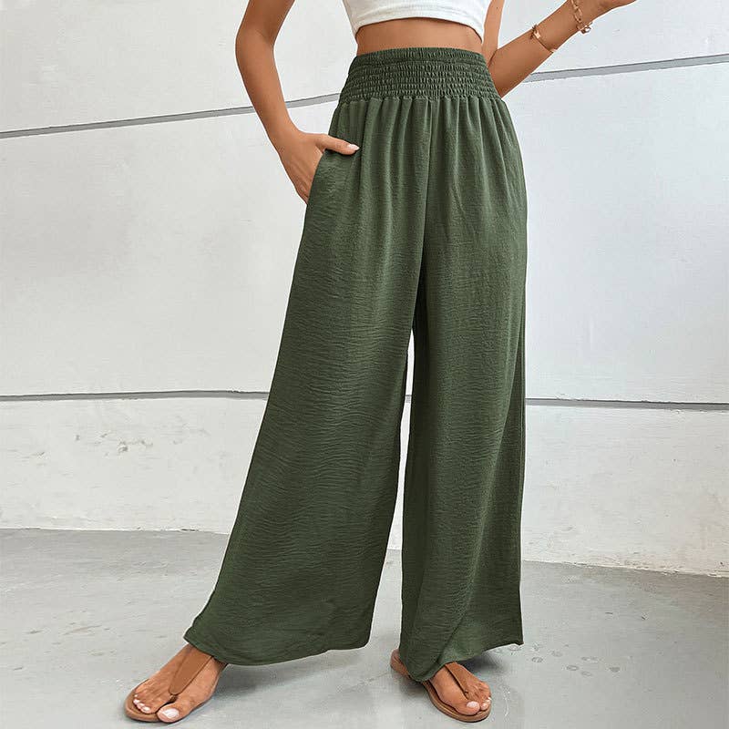 Simple Flared Wide-Leg Pants: Black / M