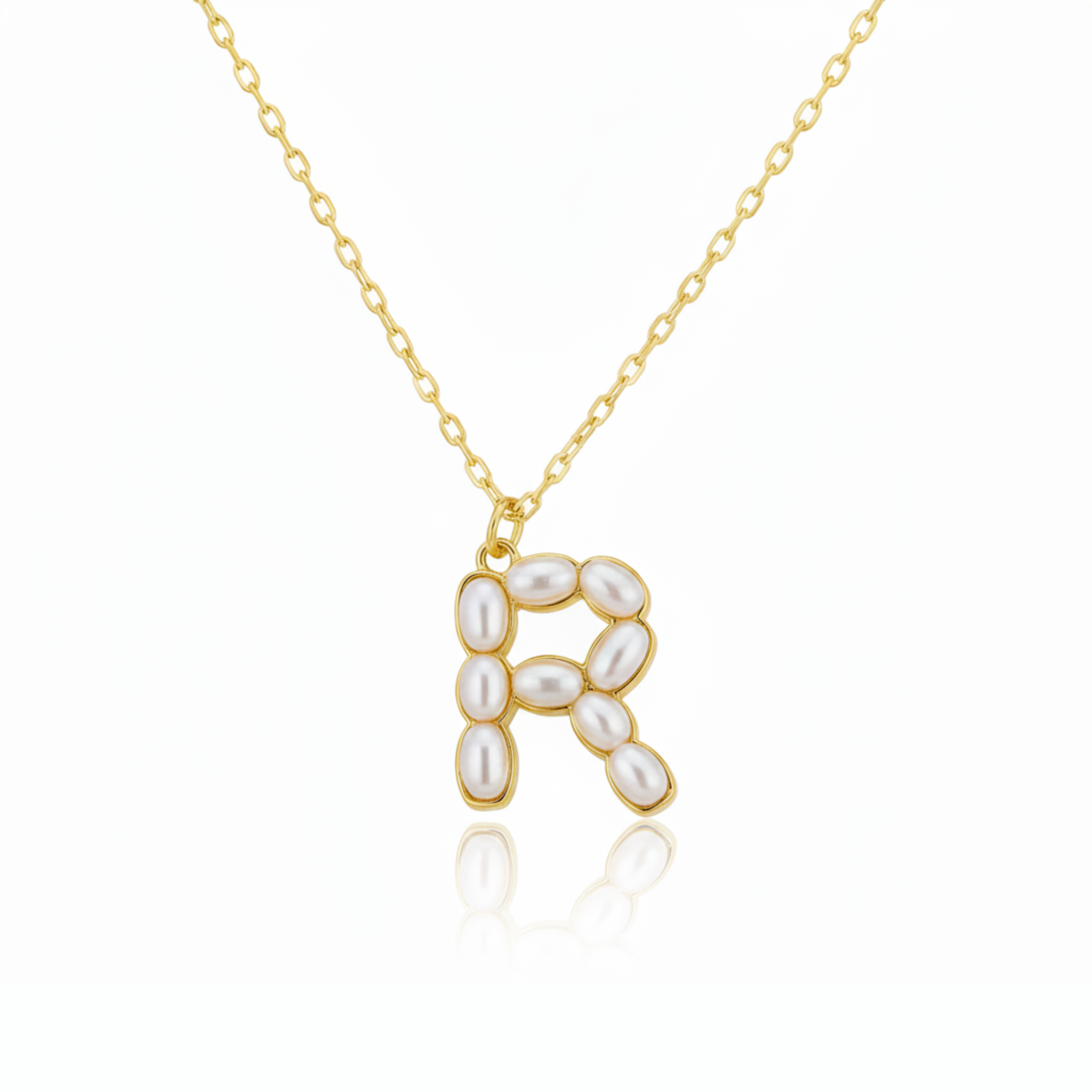 Pearl Mosaic Initial Pendant Necklace: P