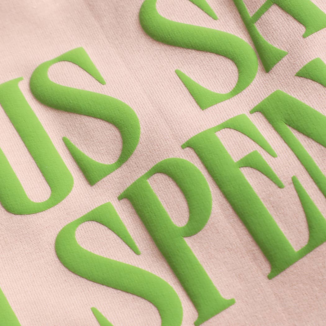 JESUS SAVES I SPEND PUFF MIDWEIGHT Sweatshirt: LIGHT PINK / S