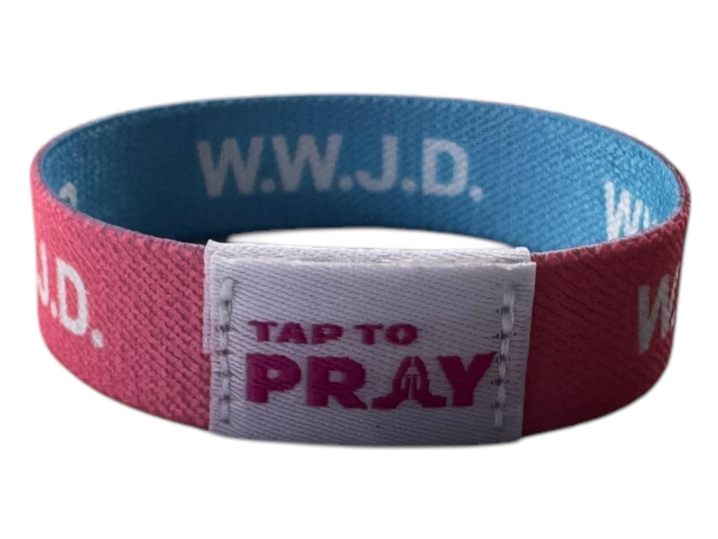 Tap To Pray™ Wristbands - Blue & Pink WWJD: X-Small / WWJD Pink / Blue