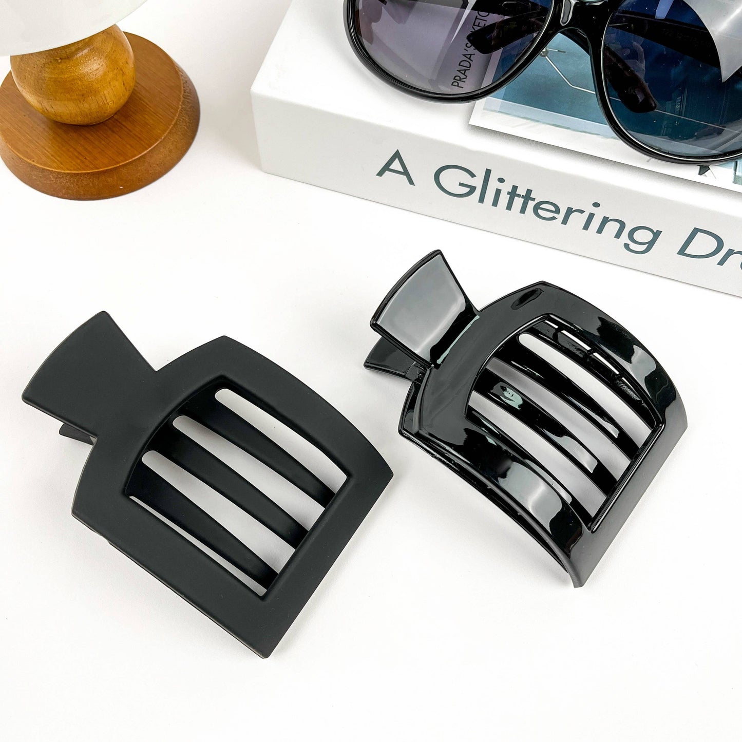 Square Hair Clip Frosted Claw Clip: Black A