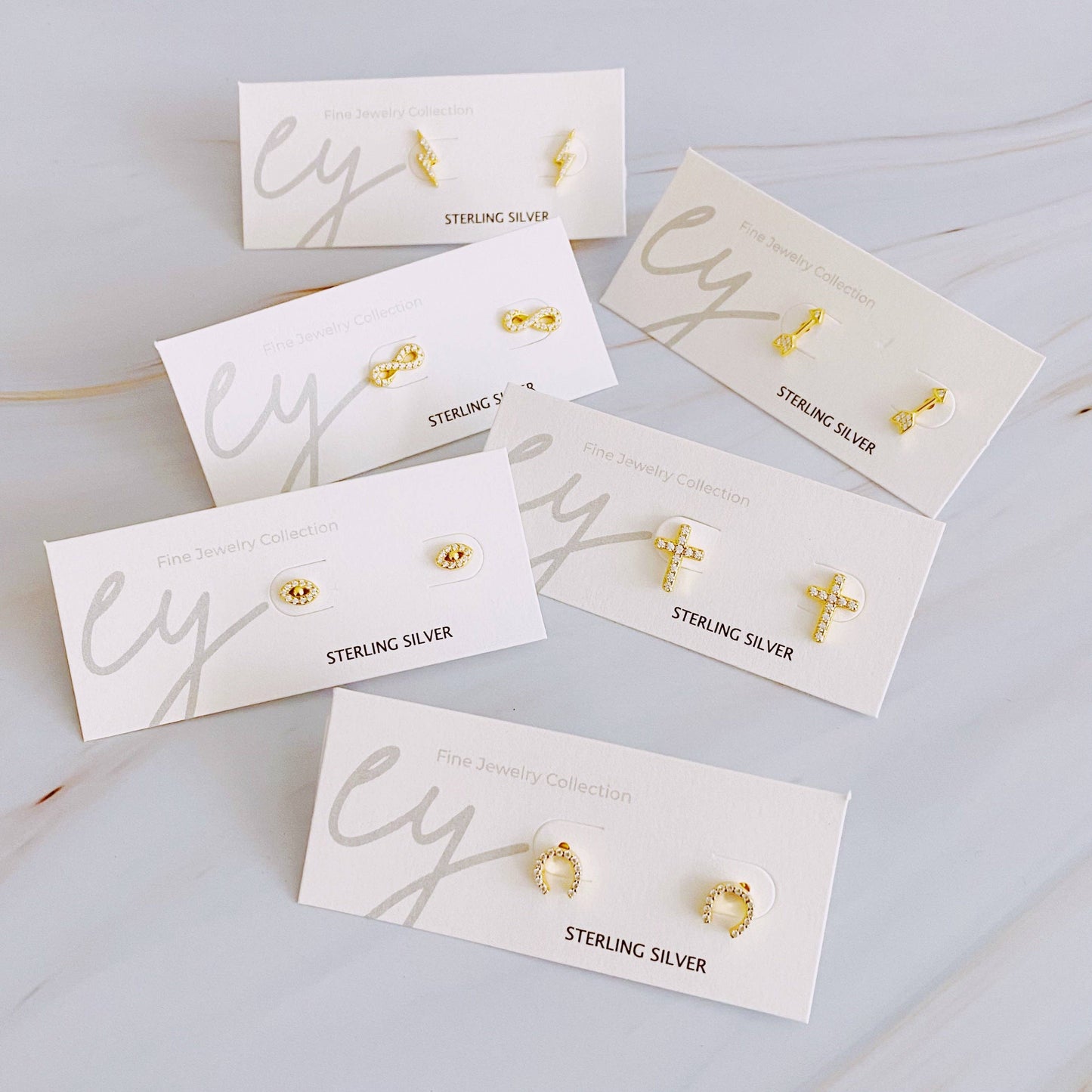 Mini Sparkle Mini Stud Sterling Silver Earrings: Infinity
