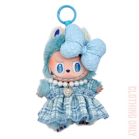 Adorable Labubu Compatible Mini Dress Outfit Set: Blue