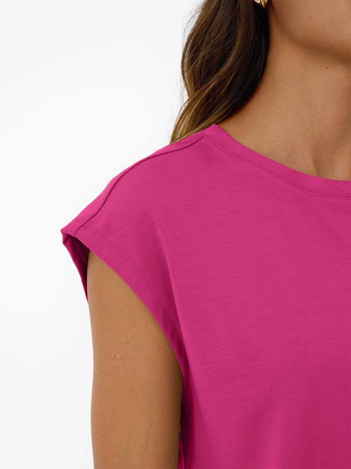 Womens Black Lounge Set Cap Sleeve Top and Shorts: Rose Red / 65%Polyester+30%Viscose+5%Elastane / M