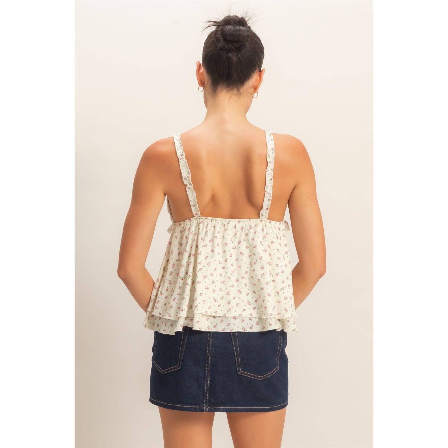 Floral Tiered Top: BLUE / S-M-L(2-2-2)