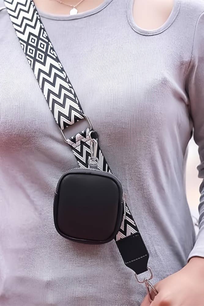 Crossbody Adjustable Purse Lanyard ZK2264: Black / One Size
