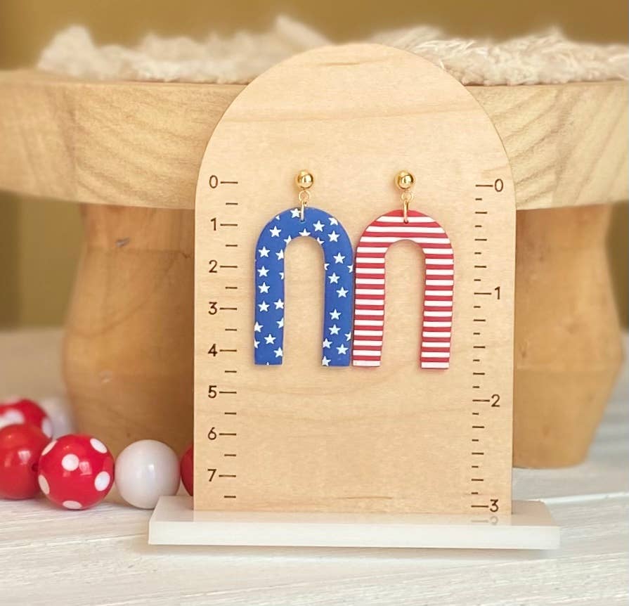 Red, White & Blue Clay Earrings: Star Studs