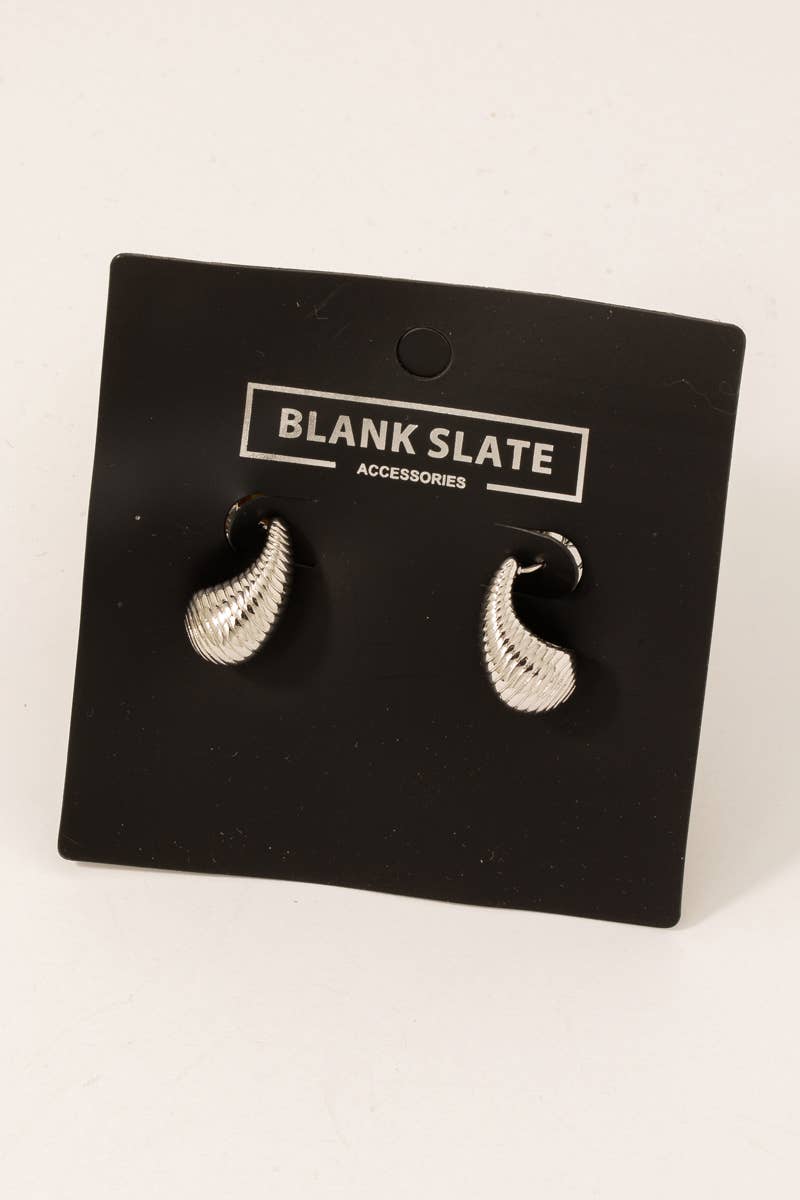 Gold Dipped Ribbed Teardrop Earrings: G