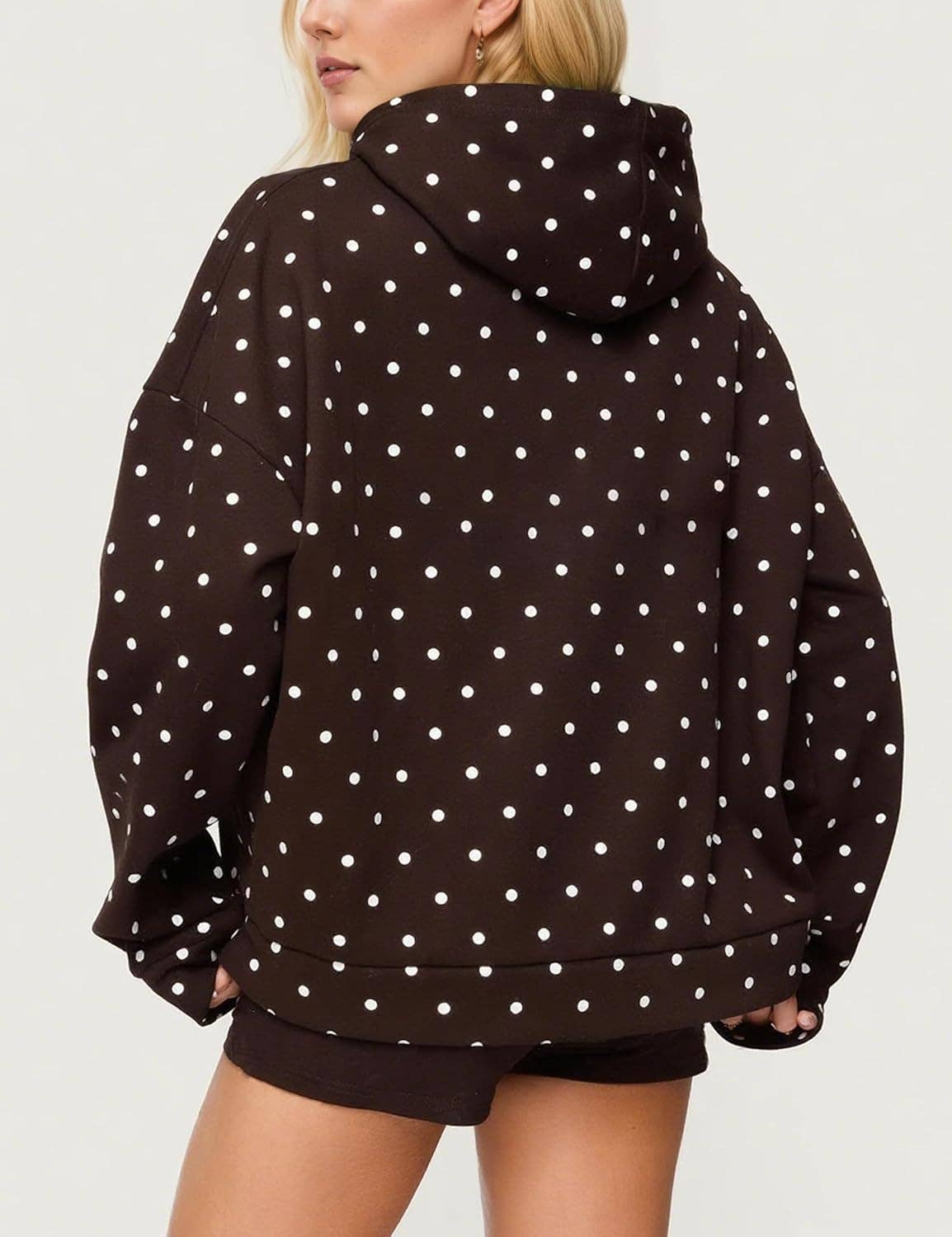 Oversized Polka dot print hoodie: Black / L