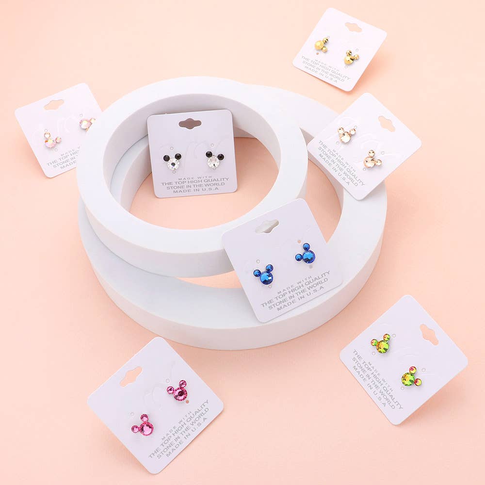 Mouse Character Stud Earrings: Emerald