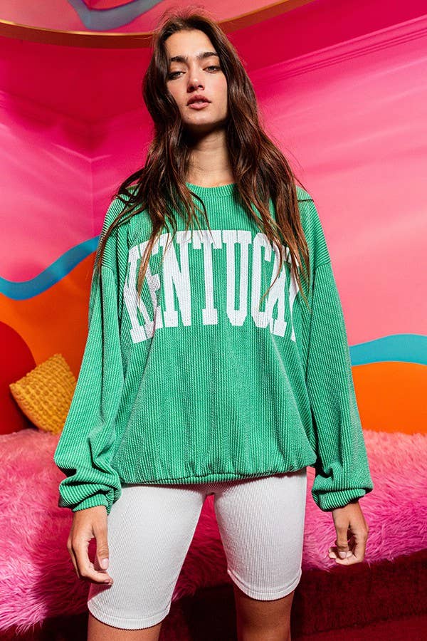 T1770M 'KENTUCKY' Comfy Oversize Graphic Sweatshirt, Gameday: ROYAL BLUE / S-M-L (2-2-2)