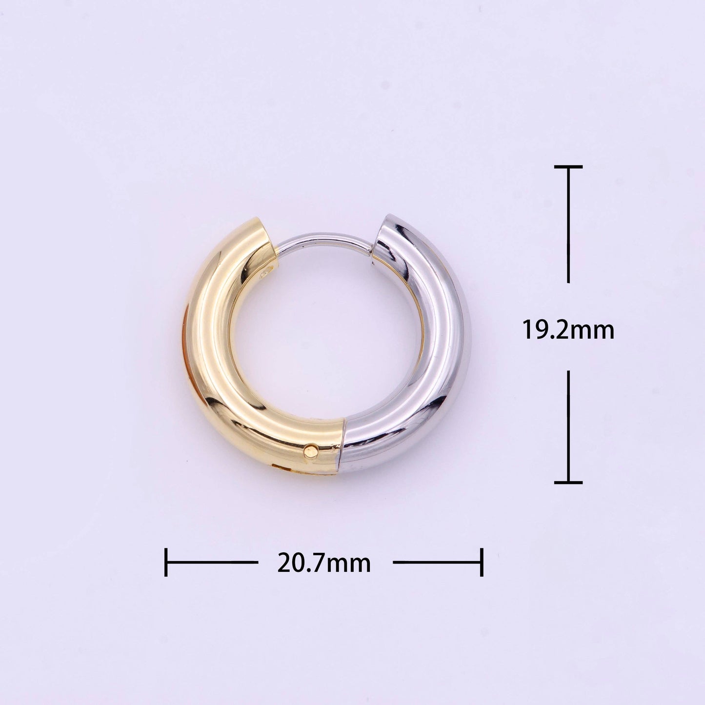 Mixed Metal Silver & Gold 20mm Huggie Hoops Earrings | AD168