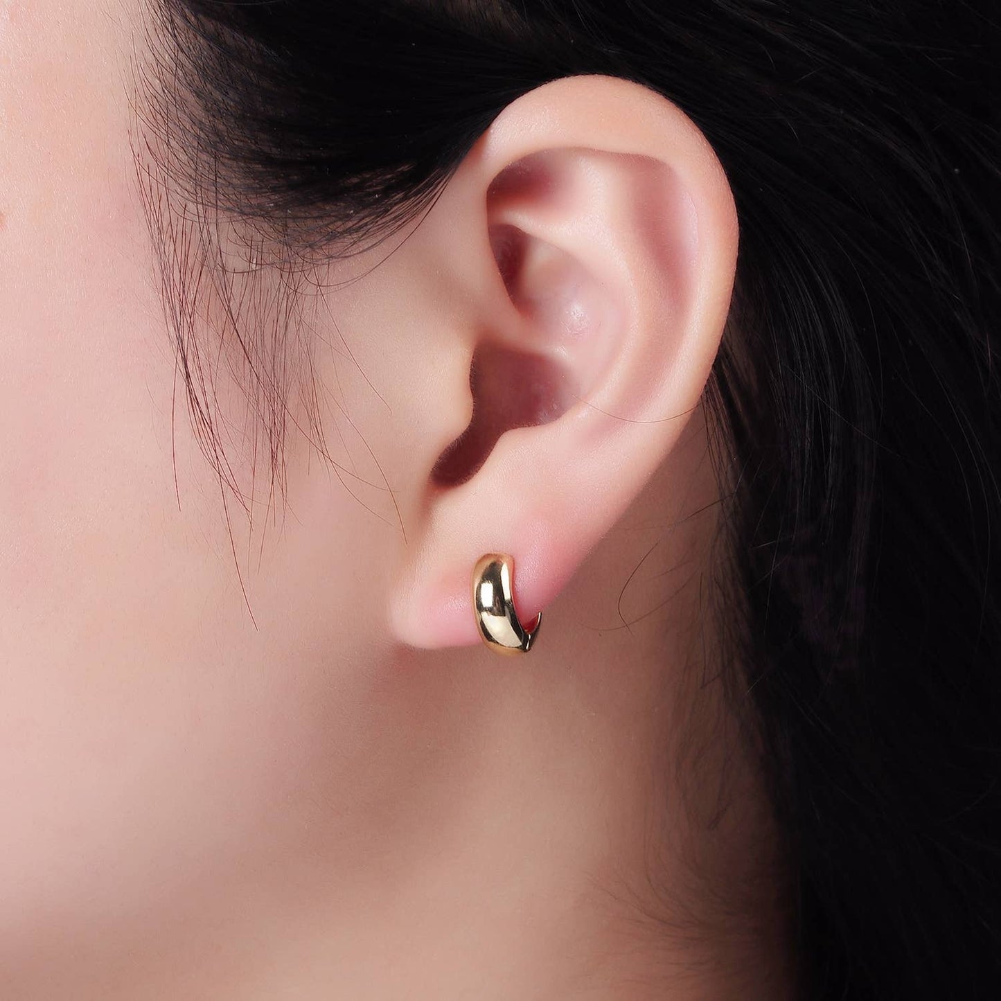 14K Gold Filled 10mm Chubby Minimalist Cartilage Earrings: Gold
