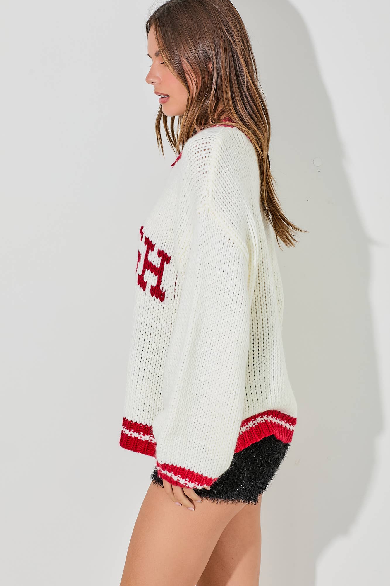SLEIGH KNIT SWEATER: IVORY / M