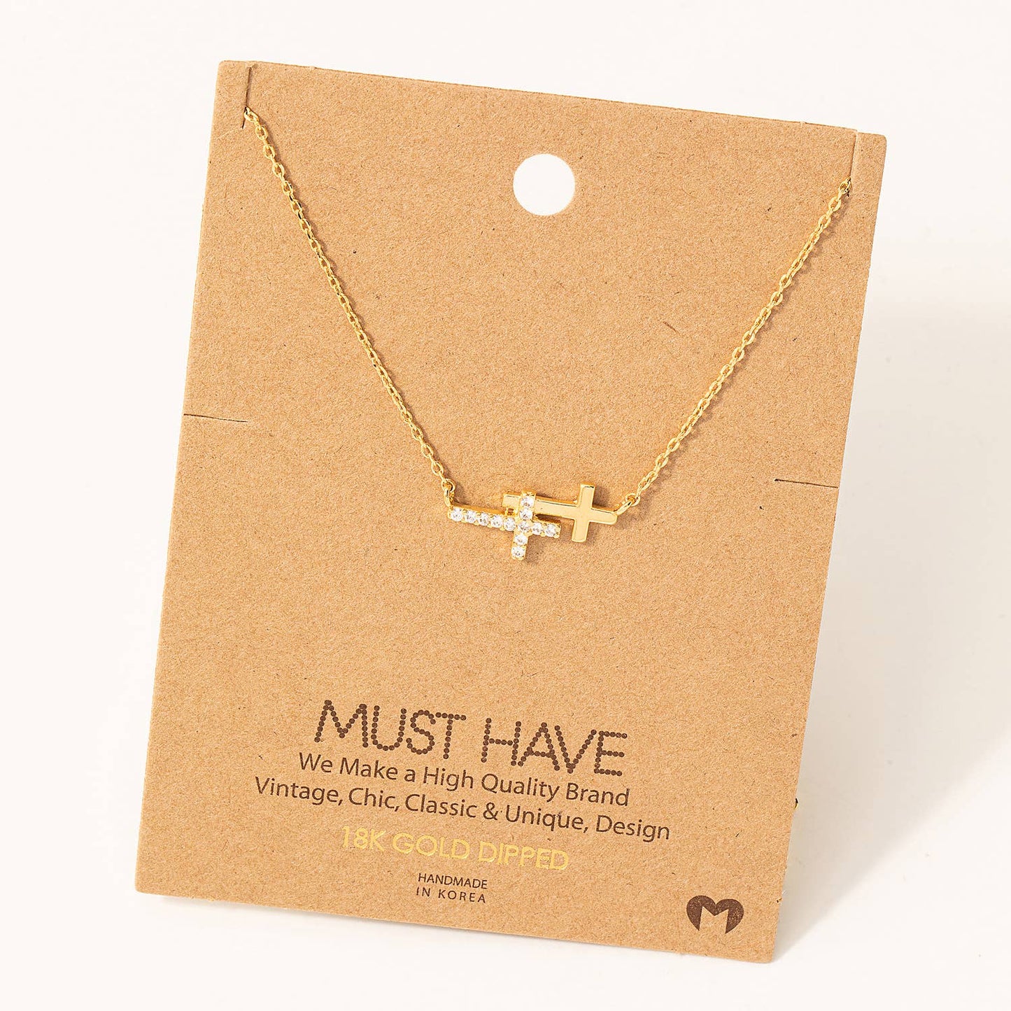 Double Cross Pendant Necklace: S