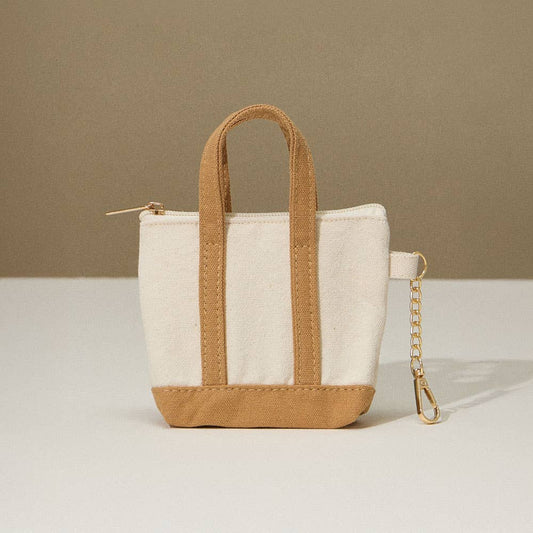 Mini Canvas Pouch Bag / Bag Charm: TAUPE