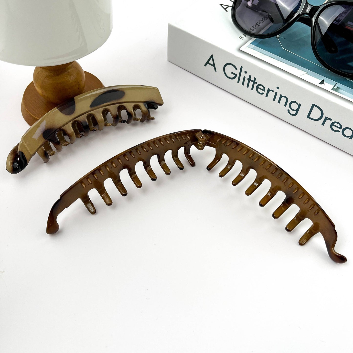 Vintage Leopard Print Hair Clip, Banana Clip: Light Brown