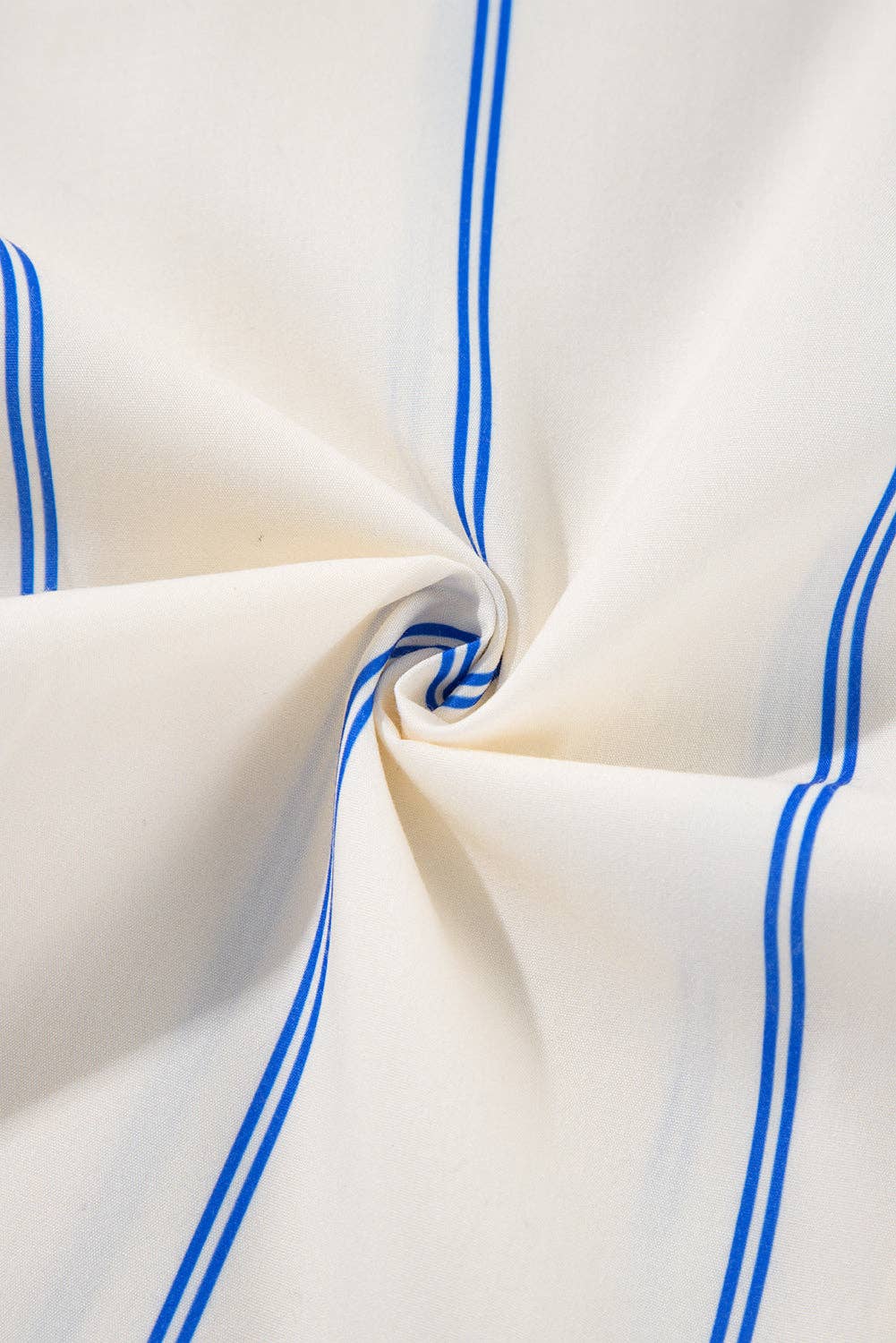 Stripe Bubble Sleeve Buttoned Shirt: Sky Blue Stripe / M