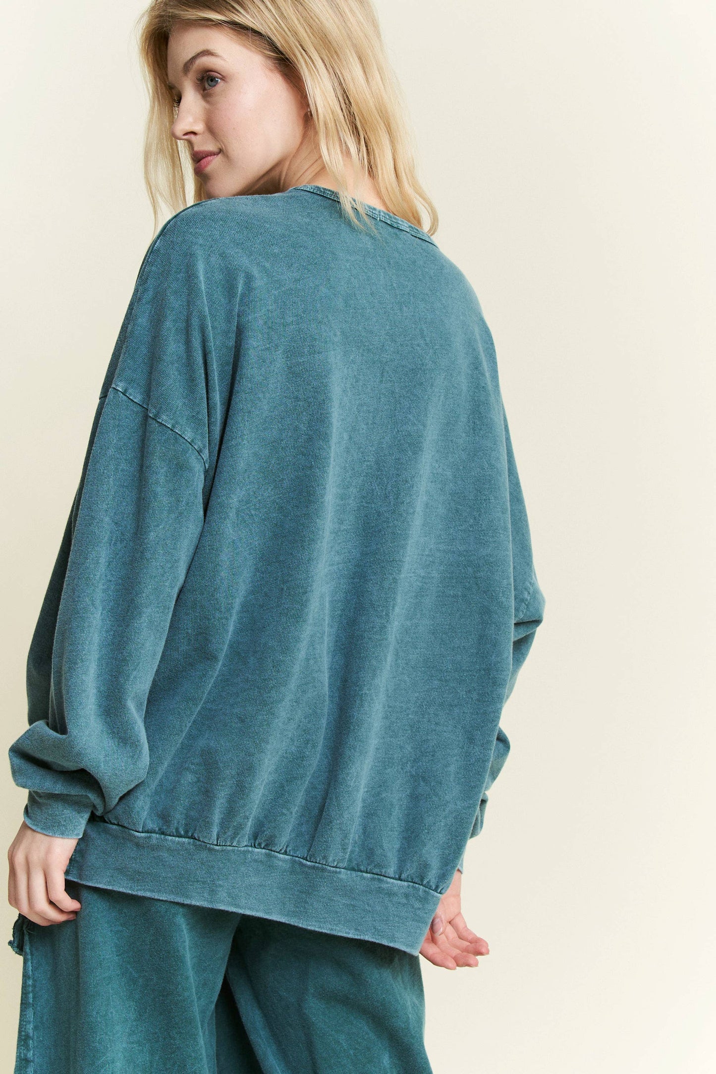 I'm a gift for you Waffle Ribbon bow terry top HT6129: Midnight Green / S-M-L / 2-2-2
