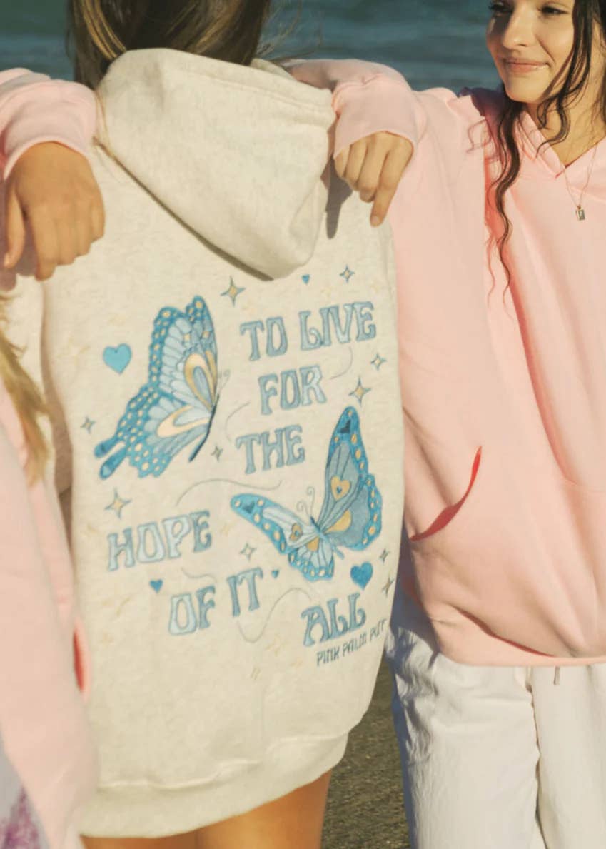 Butterfly Inspired Embroidered fleece oversized Hoodie: Purple / XS