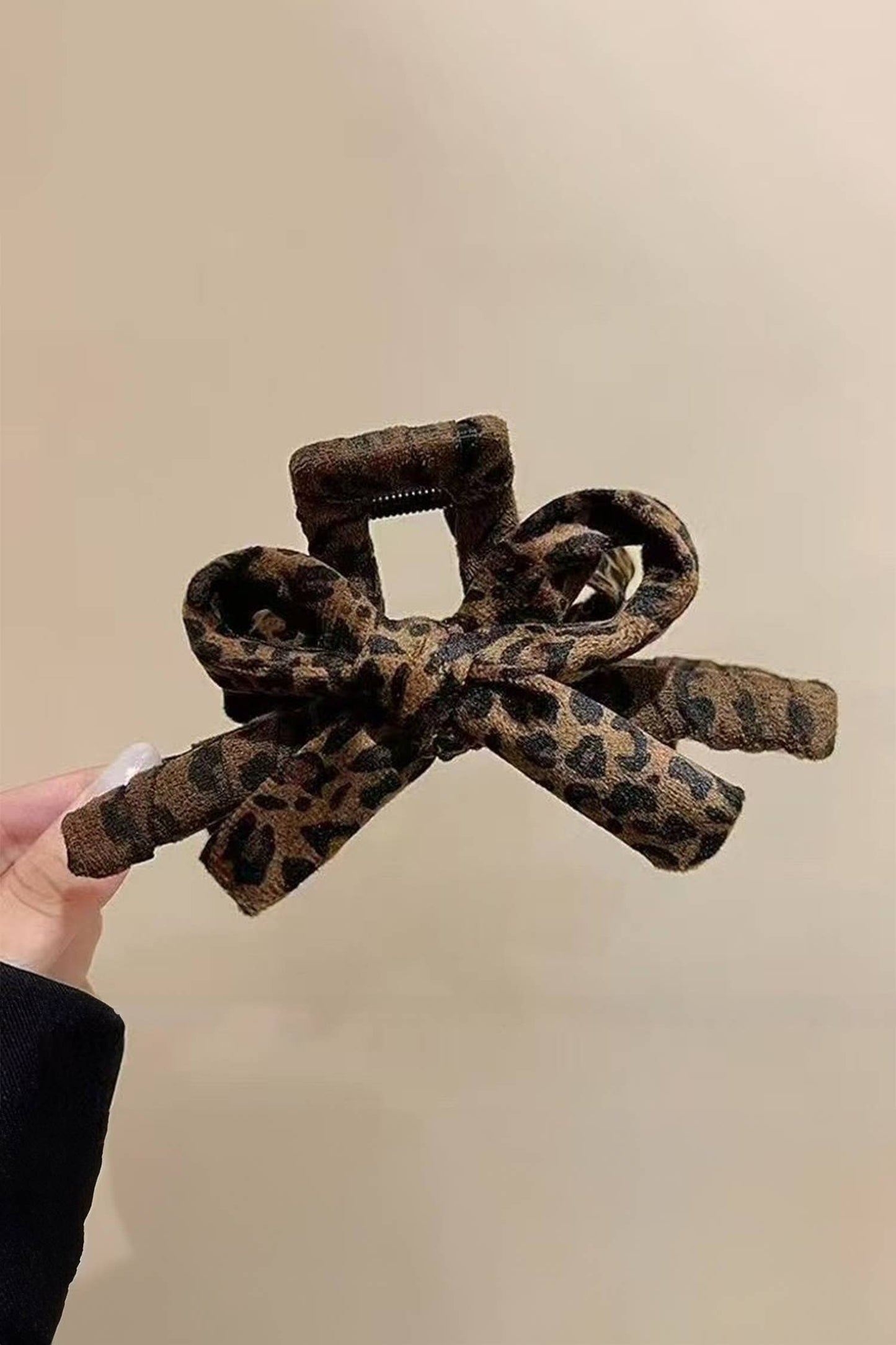 LDC Leopard Cloth Wrap Durable Plastic Hair Claw Clip: Chestnut / ONE SIZE