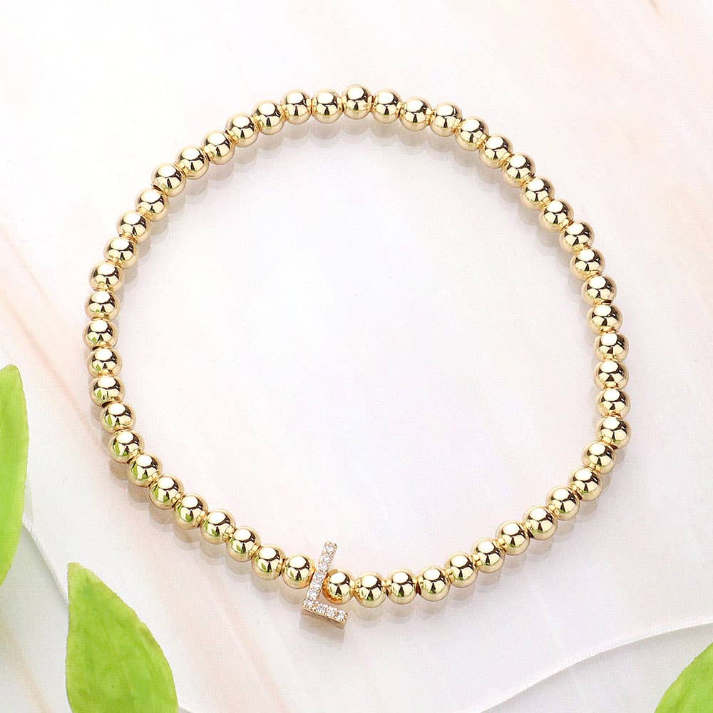 SECRET BOX_  Monogram Initial Stretch Bracelet
: K