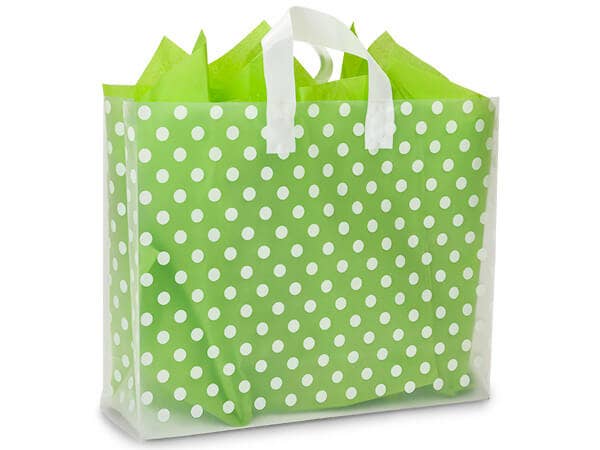 Polka Dot Plastic Gift Bags: 100 Pack / Cub 8x4x10"
