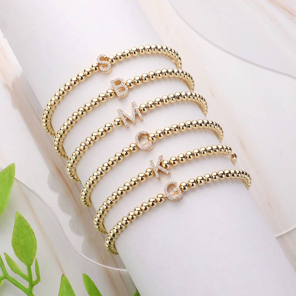 SECRET BOX_  Monogram Initial Stretch Bracelet
: N