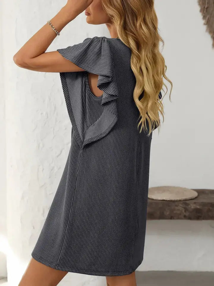 Twisted Stripe Colorblock Dress with Pocket Detail: Green / 65%Polyester+30%Viscose+5%Elastane / XL