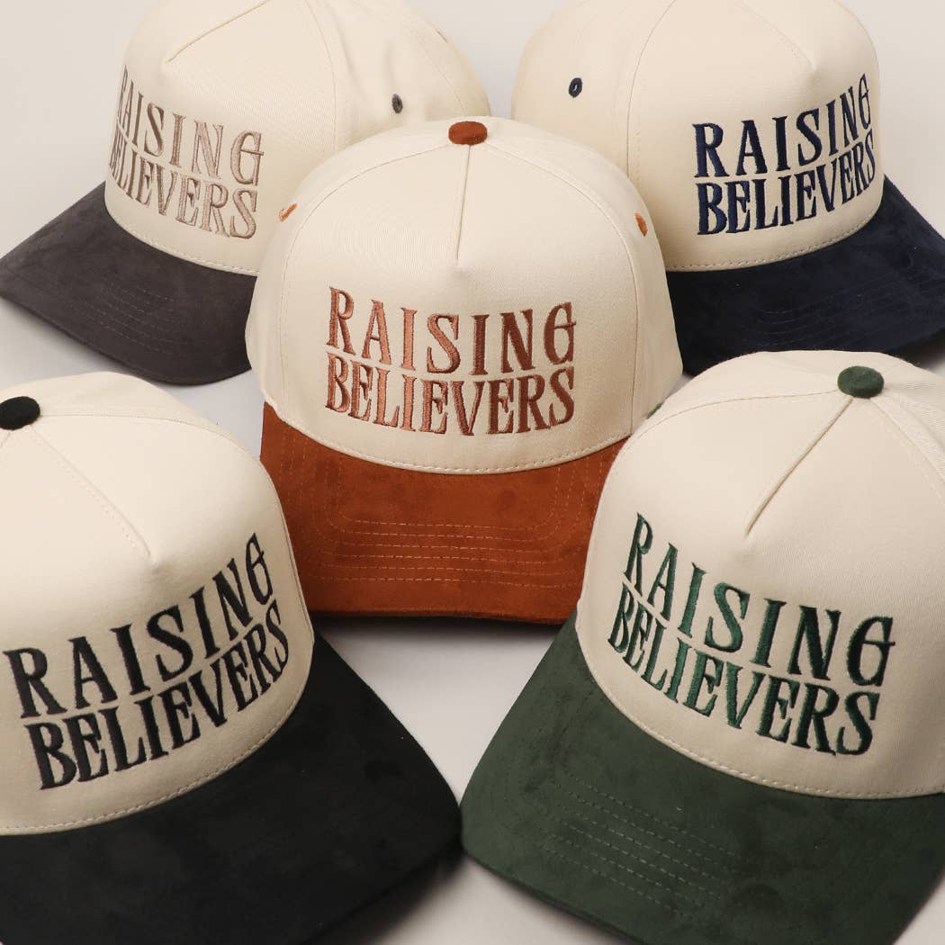 RAISING BELIEVERS Suede Two-Tone Trucker Hat: BLK / One Size
