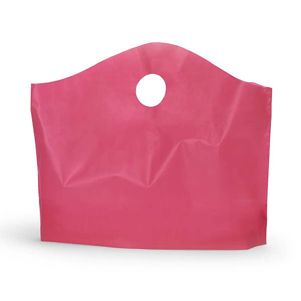 Wave Top Plastic Merchandise Bags: Blazing Pink / Medium 18x15x6"