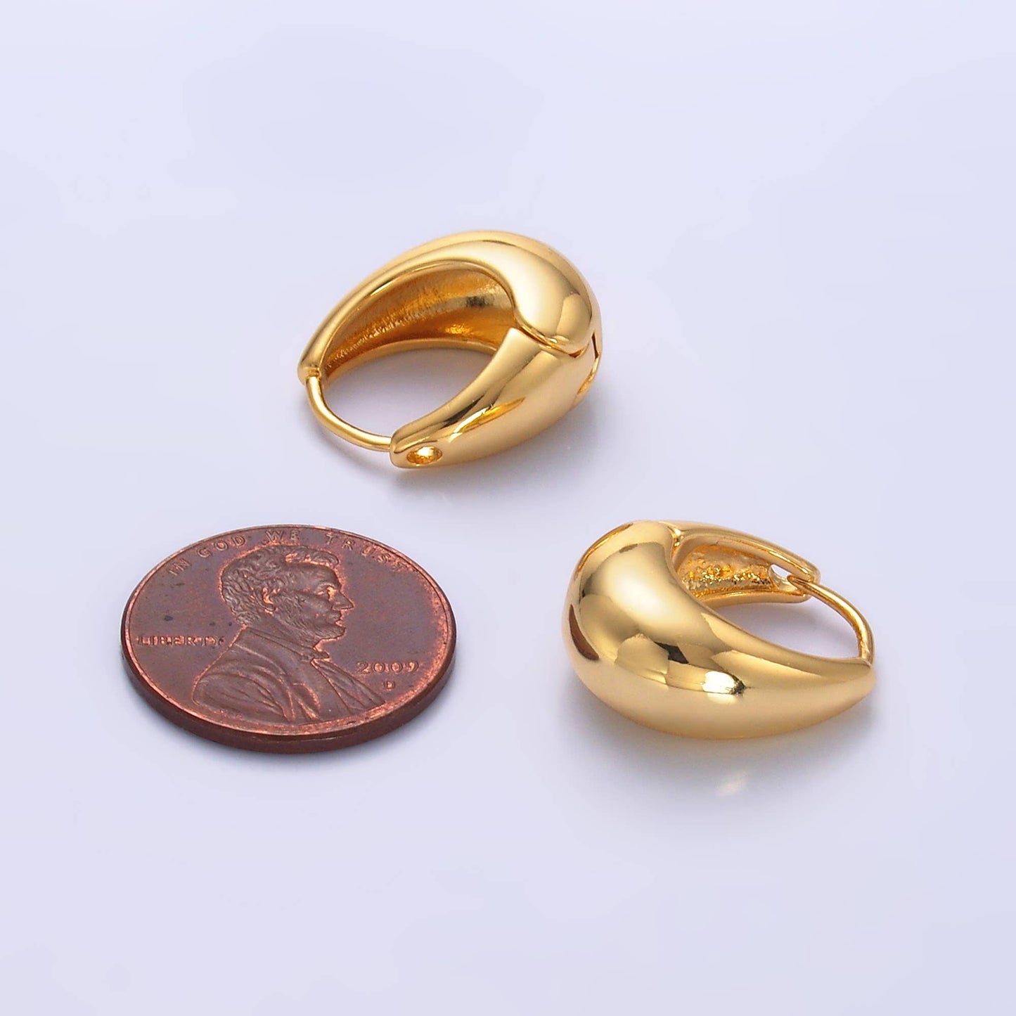 Gold Dome Hoops Earrings 15mm Minimalist Jewelry
