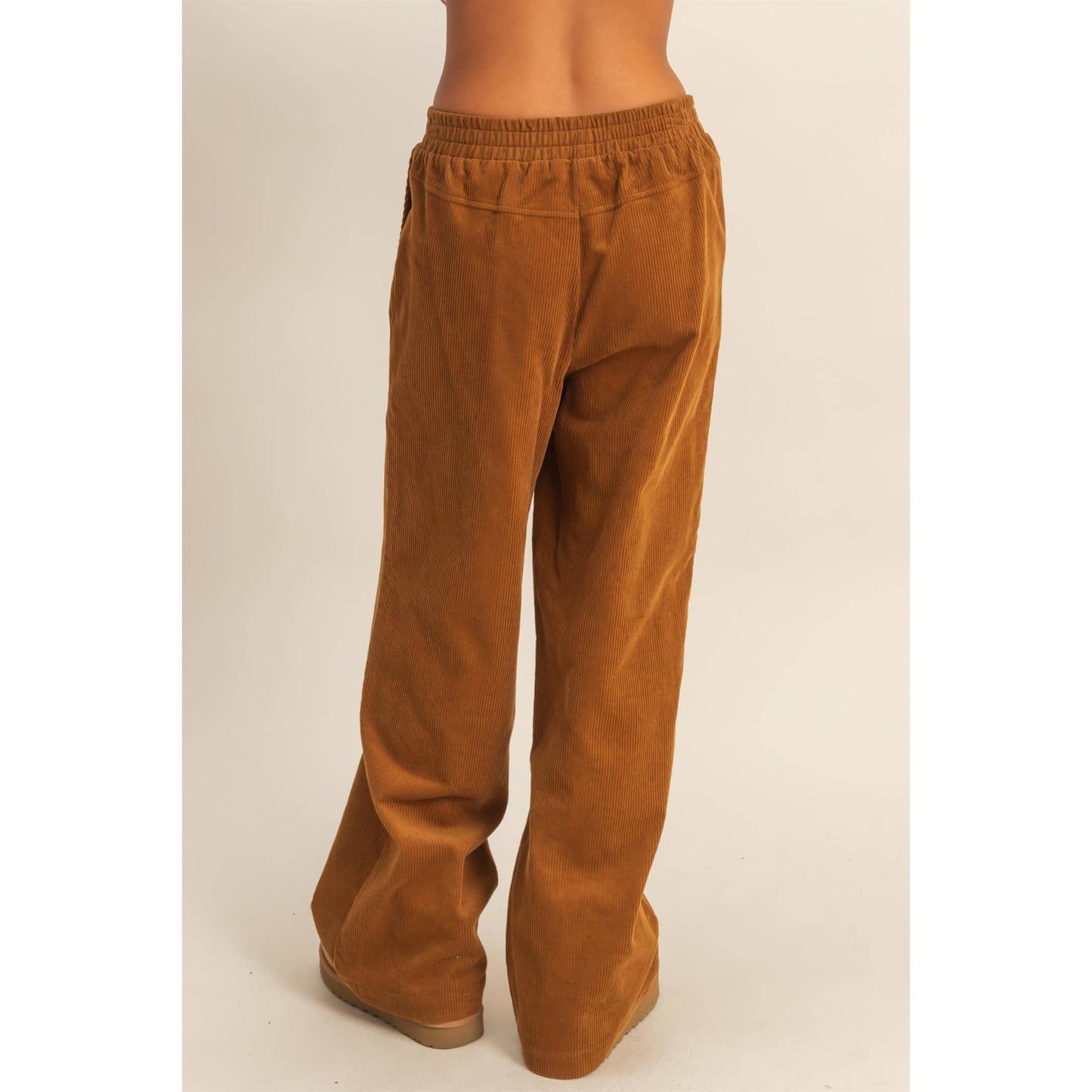Corduroy High-Waisted Wide Leg Pants: BLACK / S-M-L(2-2-2)